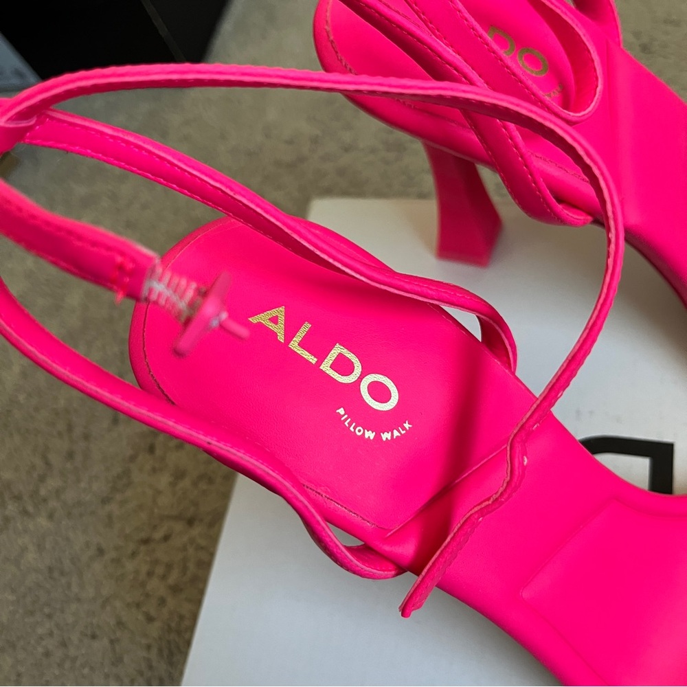 Aldo Neon Pink Open Toe Heels/Heeled Sandals - Picture 9 of 10